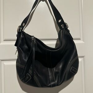 Vintage Coach Black Leather Hobo Bag